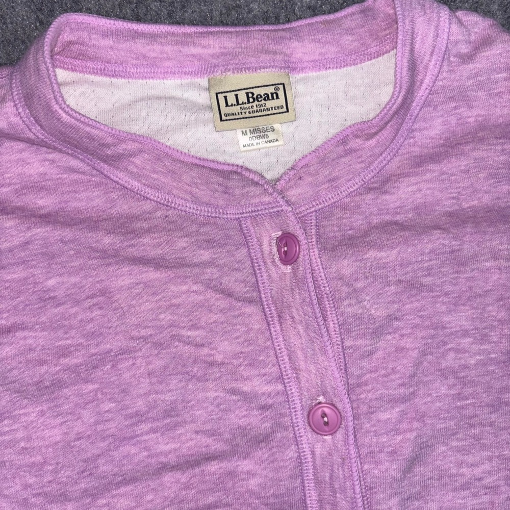 LL Bean Union Suit Womens Medium Purple Wool Blend Thermal Long John One Piece